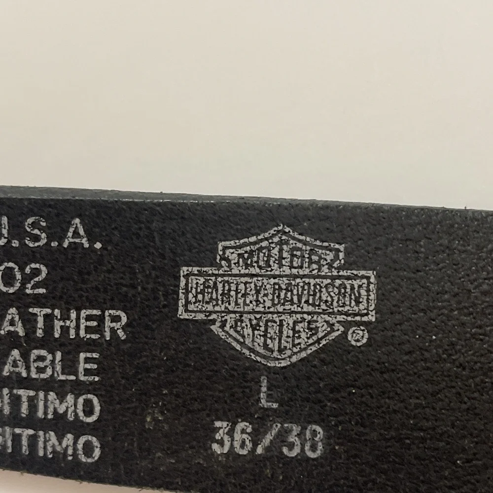 Harley Davidson Black Leather Belt Sz L 36/38 Made In USA 98465 98VM Light‎ Wear